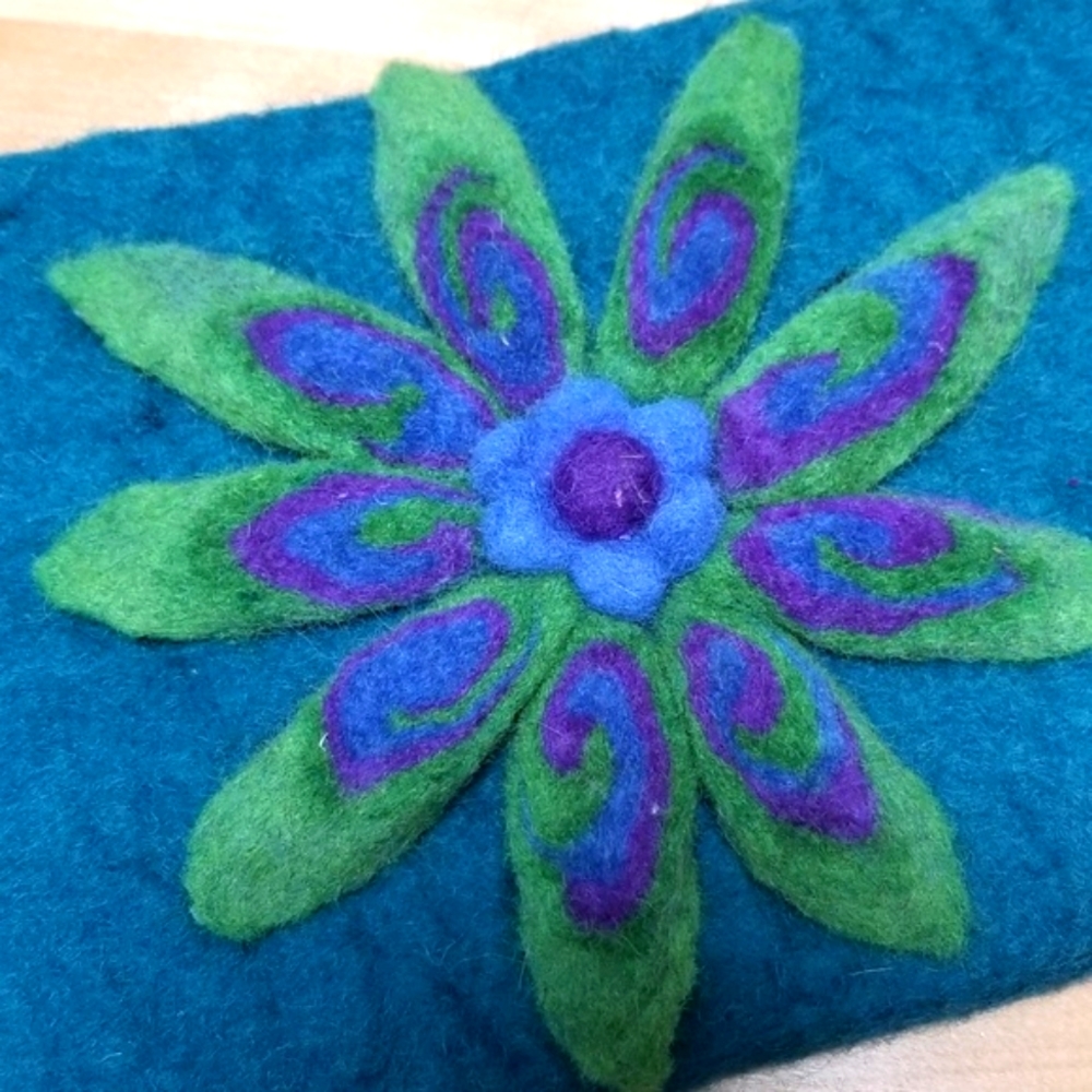 RISING TIDE | BOILED WOOL CLUTCH W/ FLOWER